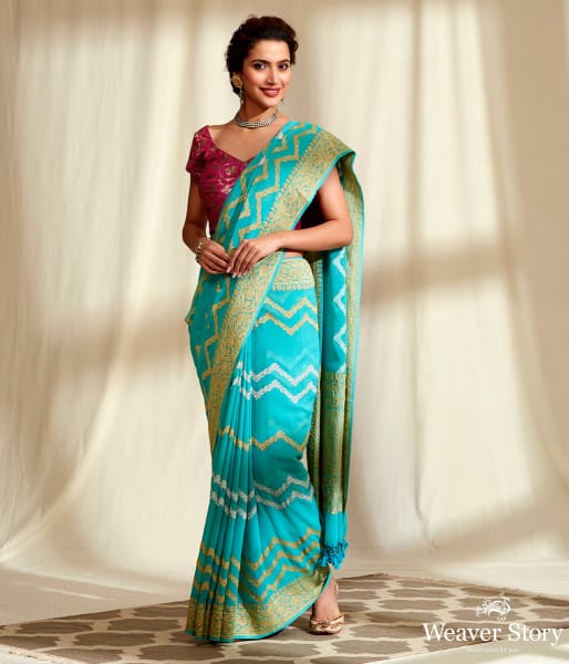 Handwoven Kadhwa Banarasi Jangla with sona rupa zari