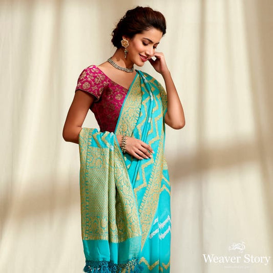 Handwoven Kadhwa Banarasi Jangla with sona rupa zari