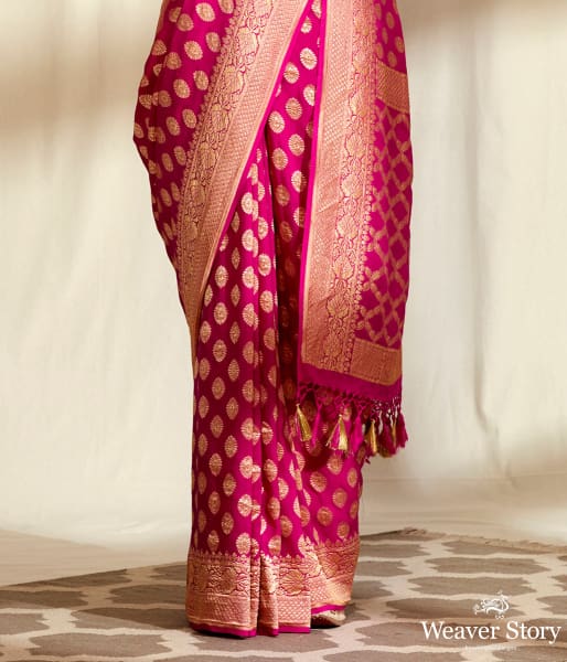 Handwoven Banarasi Georgette Saree in Pink