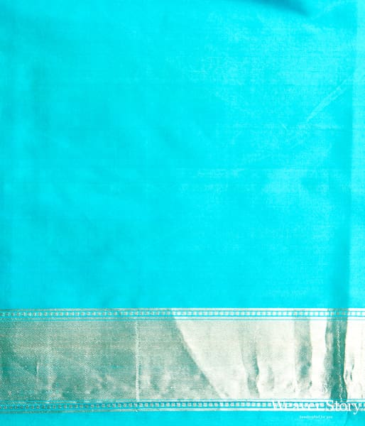 Blue Handwoven Banarasi with Gold and Silver Zari Jaal