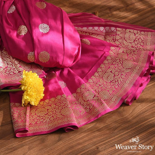 Handwoven Pink Banarasi Kadhwa Booti Dupatta