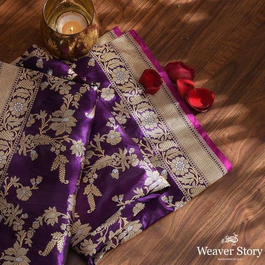 Handwoven Purple Kadhwa Jangla Dupatta with Pink Selvedge