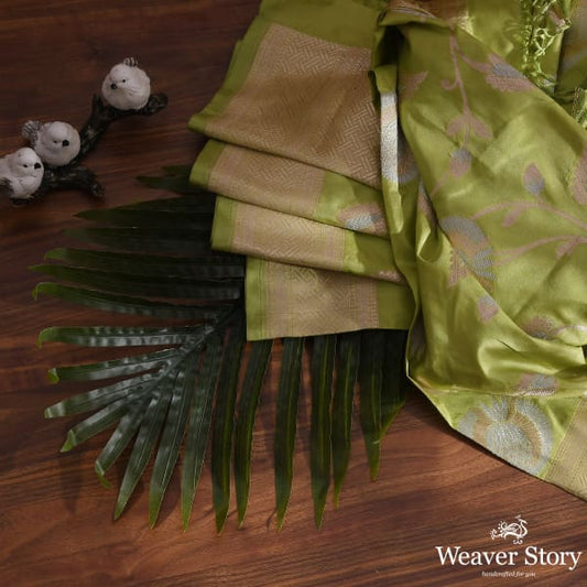Handwoven Light Green Katan Silk Dupatta