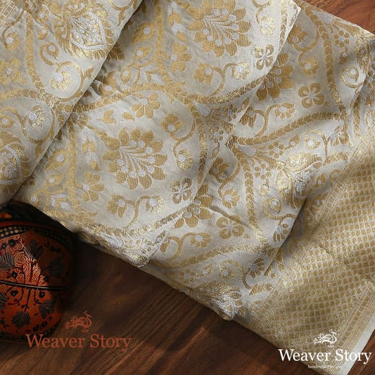 Handwoven Pale Green Sona Rupa Zari Banarasi Georgette Dupatta