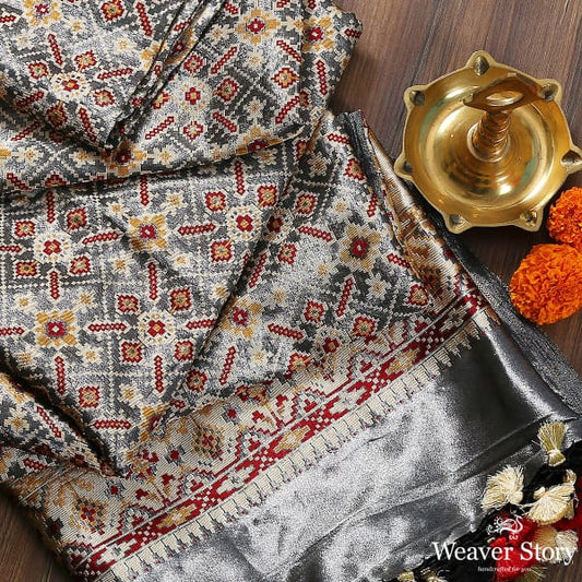 Grey Beige Tissue Patola in Ektara weave