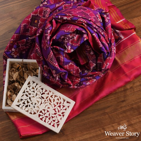 Handwoven Purple and Pink dual colorPatola Dupatta