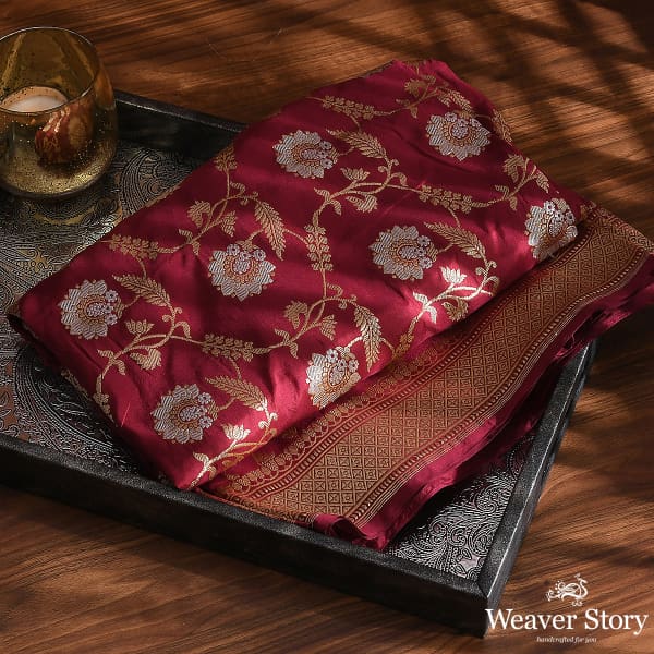 Handwoven Wine Sona Rupa Jangla Dupatta