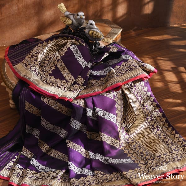 Handwoven Banarasi Jangla Dupatta with Daigonal Weave