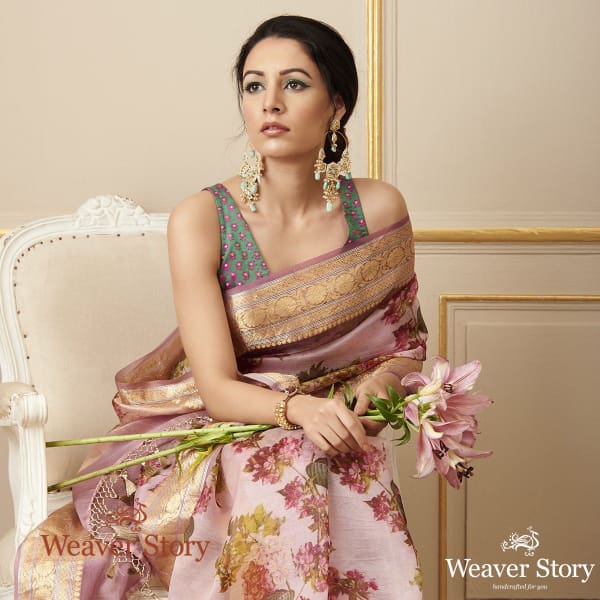 Handwoven Printed Organza Saree