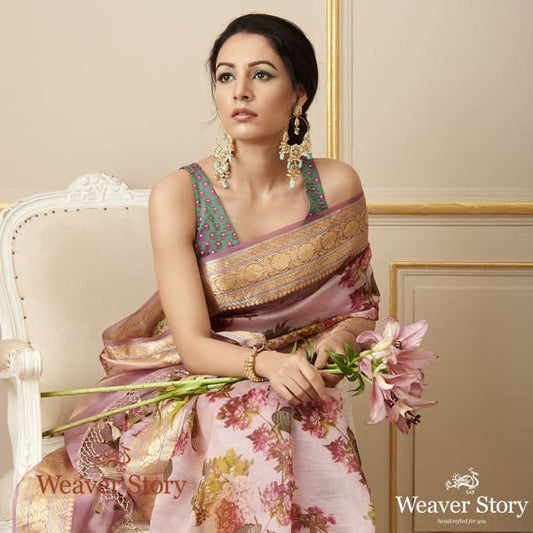 Handwoven Printed Organza Saree