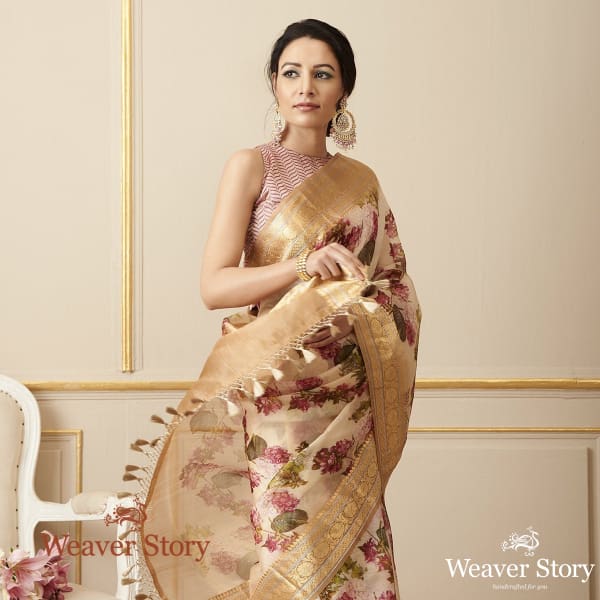 Handwoven Printed Organza Saree
