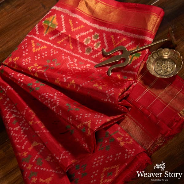 Handwoven Rajkot Silk Patola Dupatta in Red