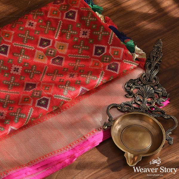 Handwoven Red Meenakari Patola Dupatta
