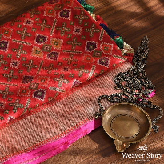 Handwoven Red Meenakari Patola Dupatta