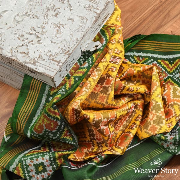Handwoven Green and Yellow Patola Dupatta