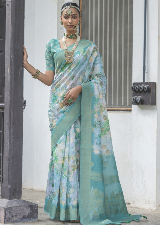 Maya Blue Woven Silk Saree Maya Blue Woven Silk Saree