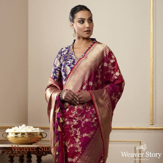 Handwoven Purple Kadhwa Jangla Saree