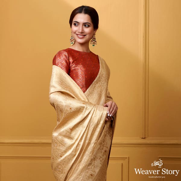 Handwoven Gold Tissue Shikargah Saree