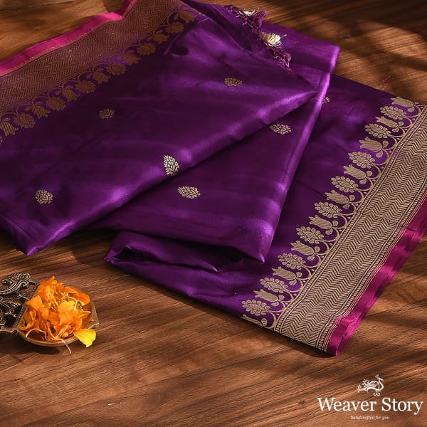 Handwoven Purple Banarasi Kadhwa Booti Dupatta