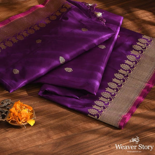 Handwoven Purple Banarasi Kadhwa Booti Dupatta