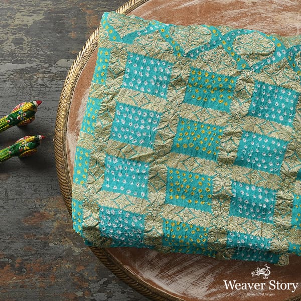 Handwoven Sea Green Banarasi Bandhej Dupatta