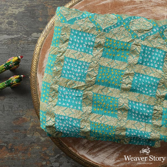 Handwoven Sea Green Banarasi Bandhej Dupatta