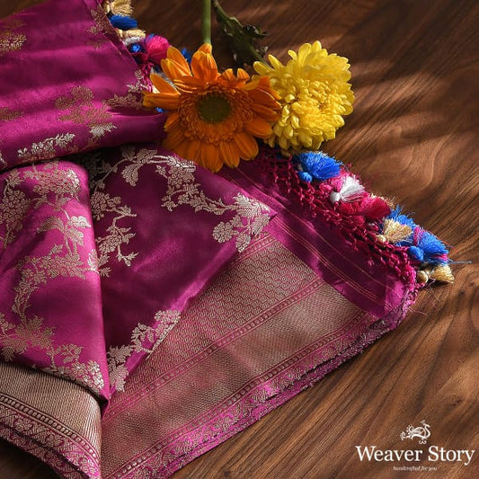 Handwoven Wine Kadhwa Jangla Dupatta