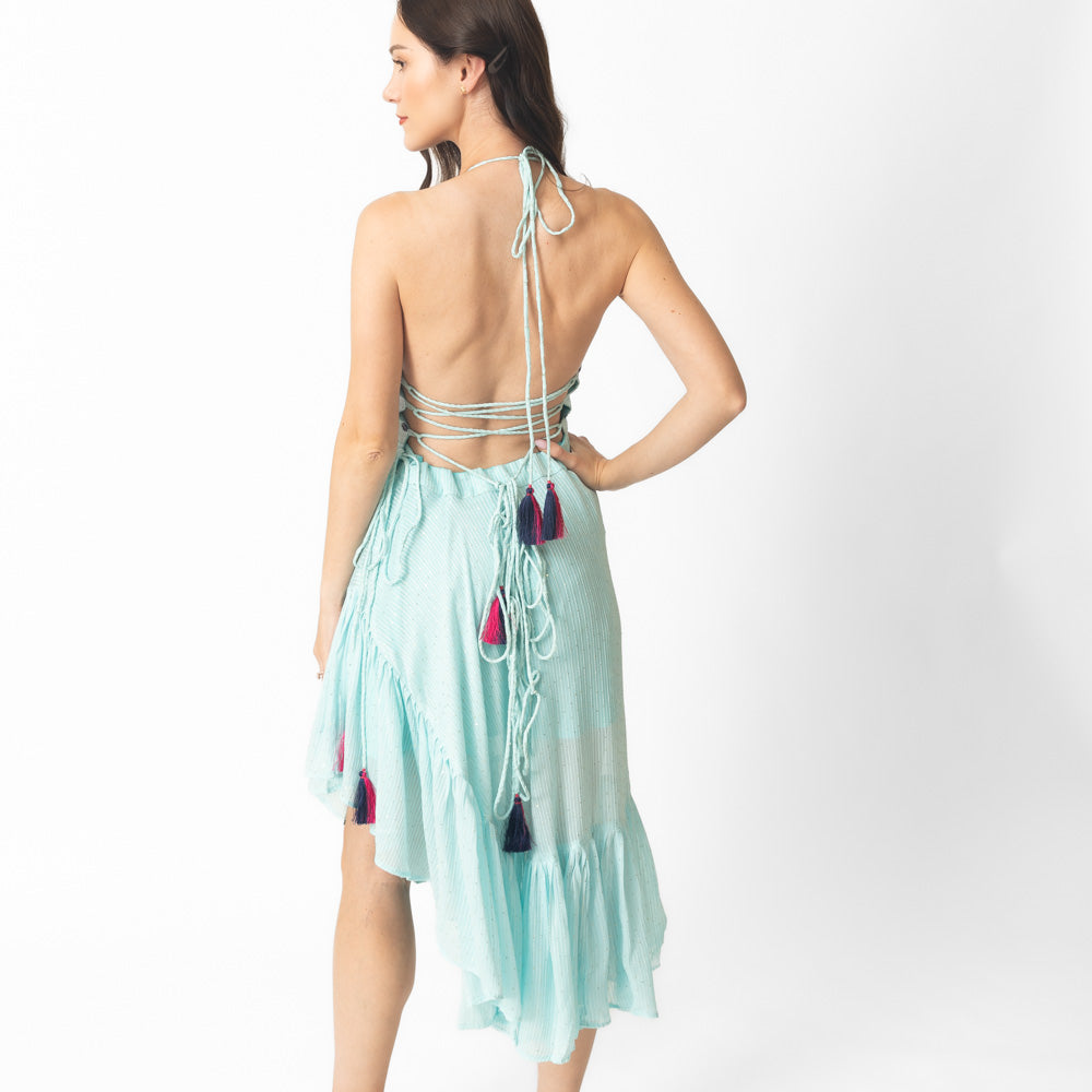 Amelia High Low Aqua Dress