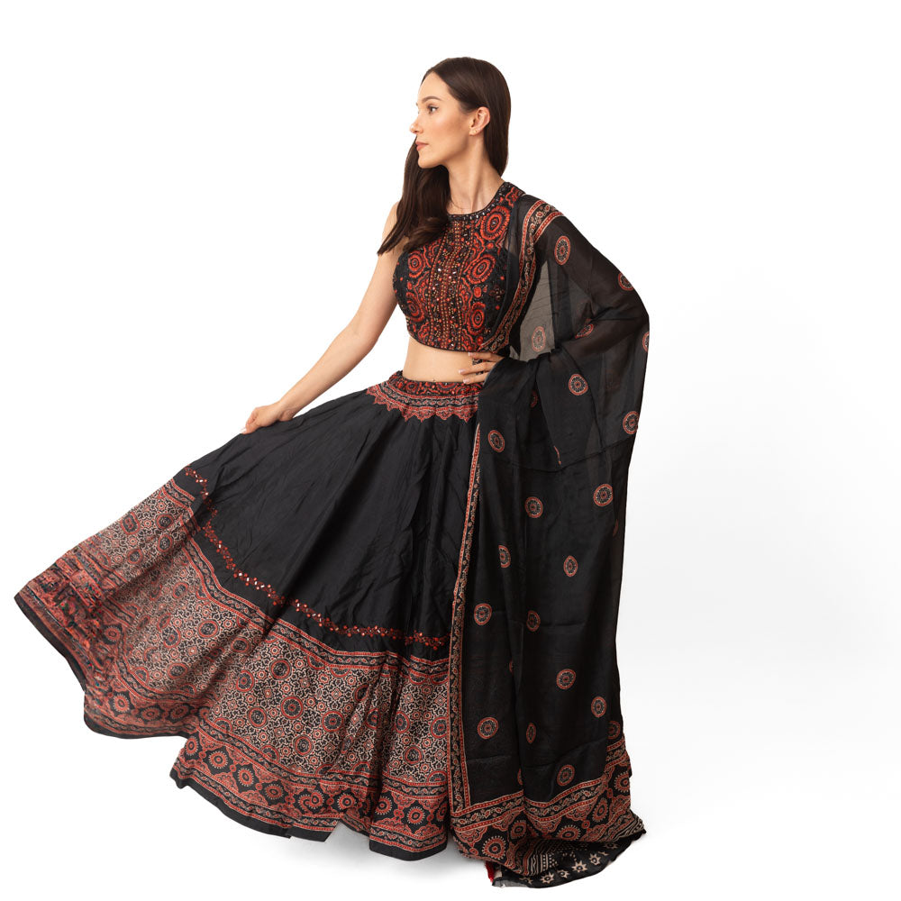 Aviva Black Lehenga with Hand Embroidered Blouse
