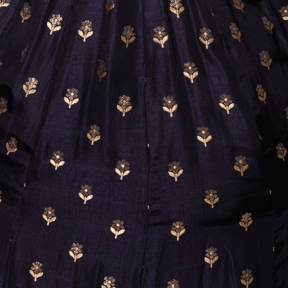Alastair Blue and Gold Gown with Banarasi Border