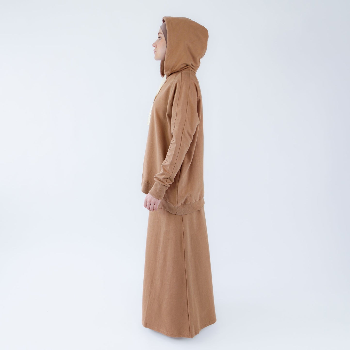 Sport Hijab Style: "Milk Coffee", Tracksuit - Hoodie with Skirt