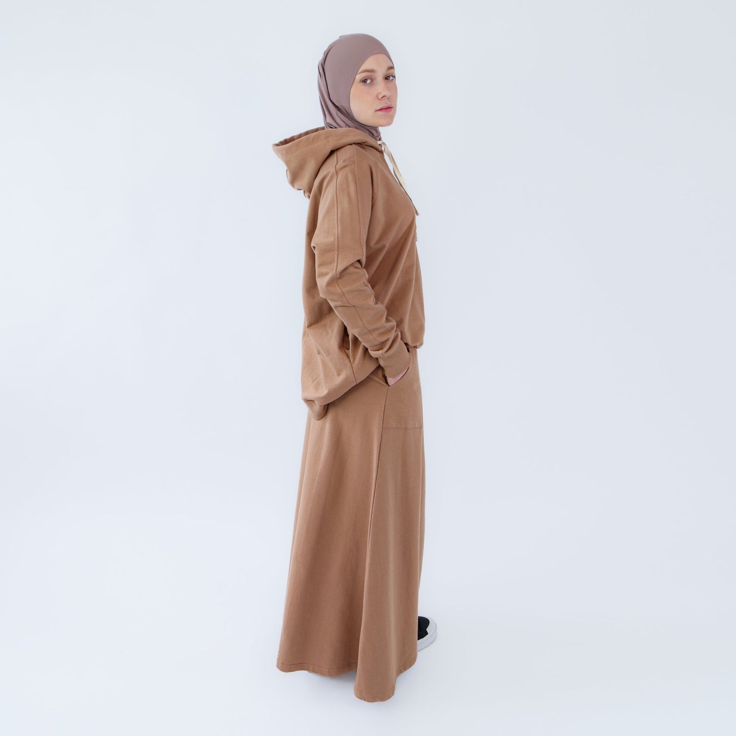 Sport Hijab Style: "Milk Coffee", Tracksuit - Hoodie with Skirt