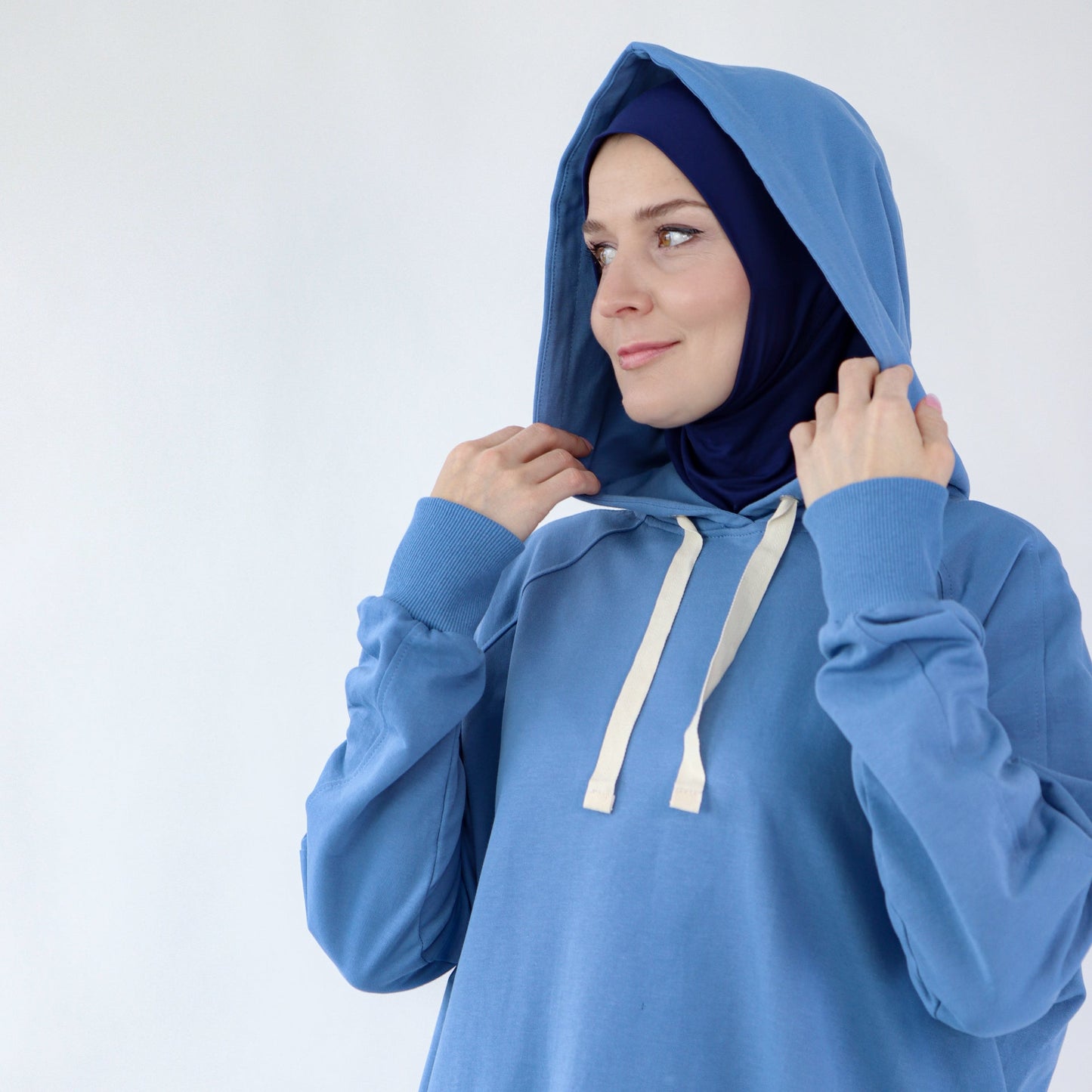 Sport Hijab Style: "Blue Cloud", Tracksuit - Hoodie with Skirt