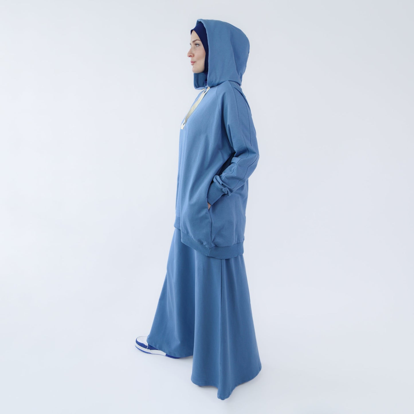 Sport Hijab Style: "Blue Cloud", Tracksuit - Hoodie with Skirt