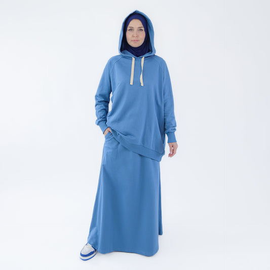 Sport Hijab Style: "Blue Cloud", Tracksuit - Hoodie with Skirt