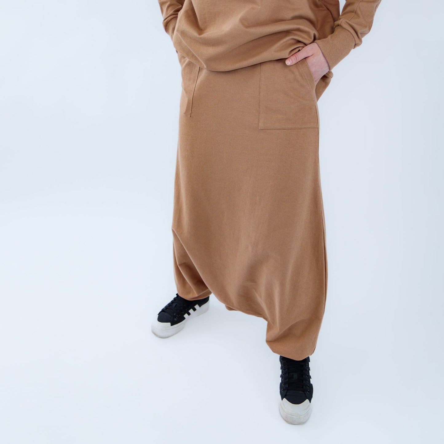 Sport Hijab Style: "Milk Coffee", Tracksuit - Hoodie with Harem Pants