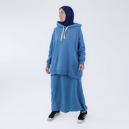 Sport Hijab Style: "Blue Cloud", Tracksuit - Hoodie with Harem Pants