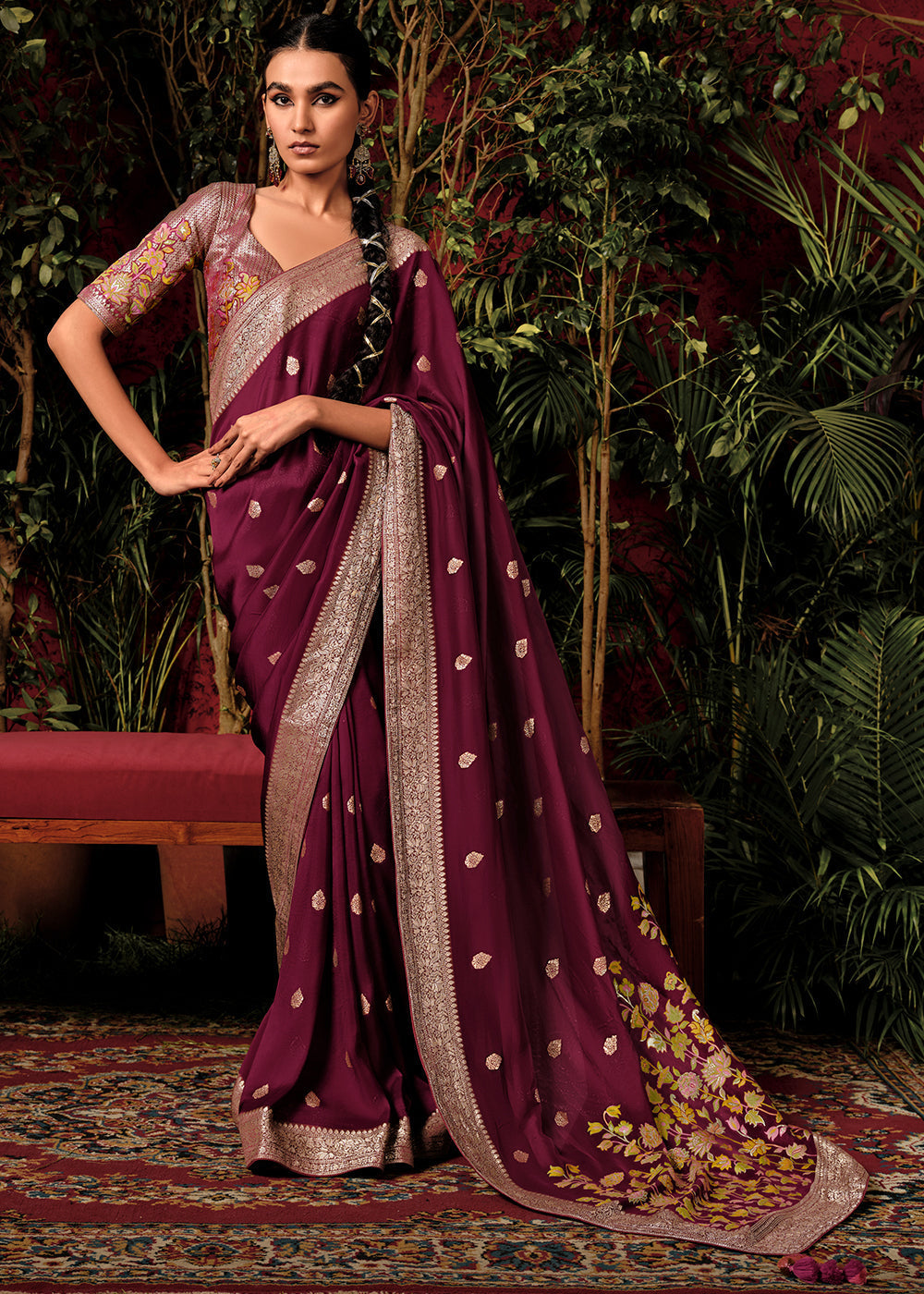 Mulberry Purple Zari Woven Dola Silk Saree with Designer Pallu