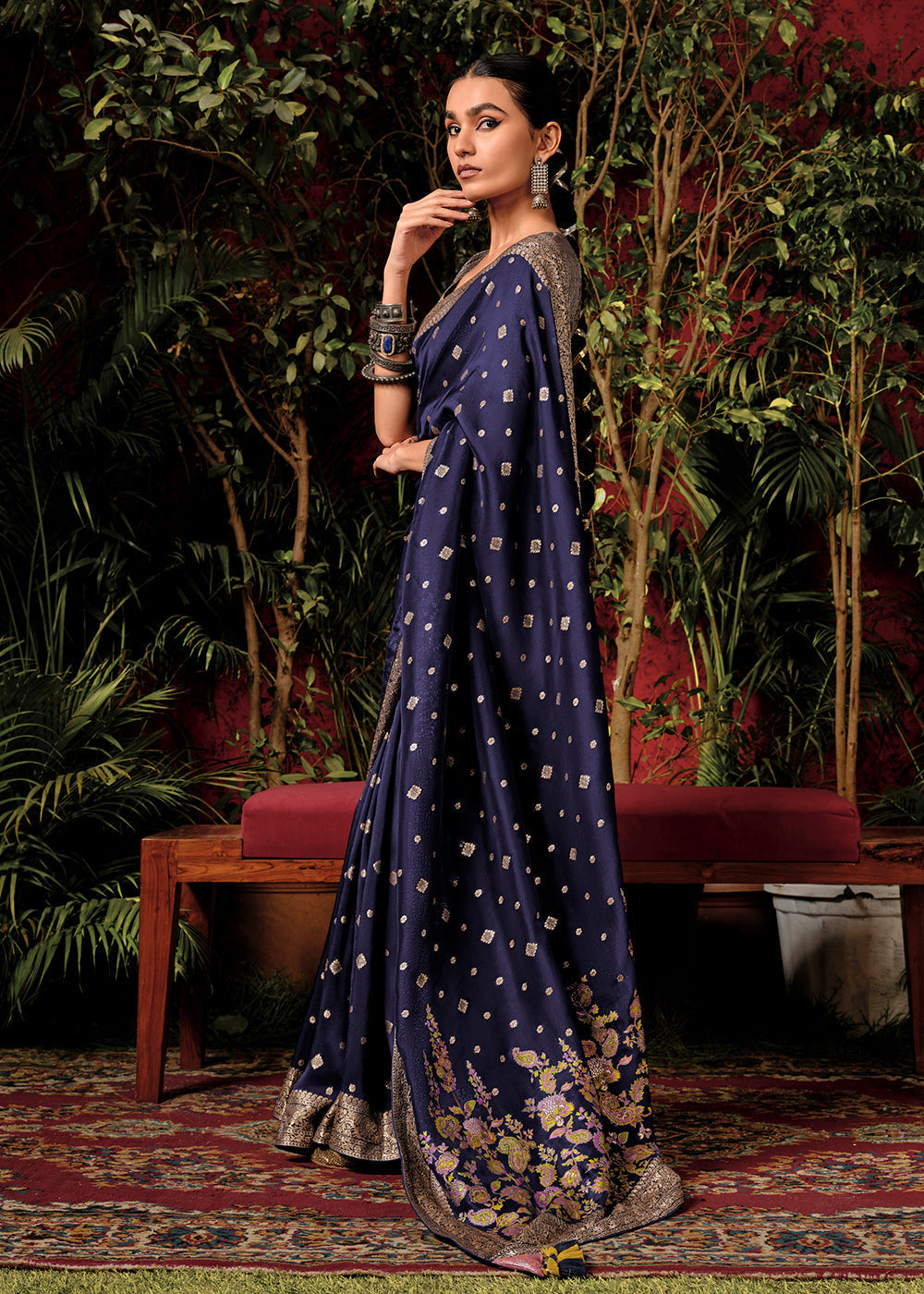 Denim Blue Zari Woven Dola Silk Saree with Designer Pallu