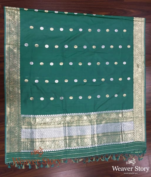 Handwoven Green Banarasi Dupatta with Kadhwa Booti