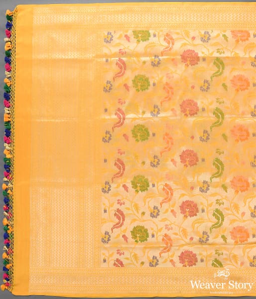 Handwoven Yellow Kimkhab Patola Dupatta