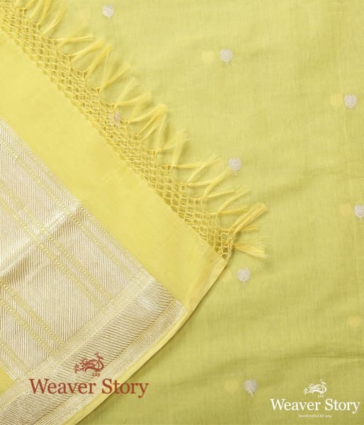 Handwoven Yellow Banarasi Cotton Kadhwa Booti Dupatta