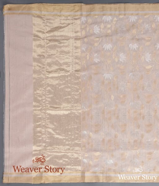Handwoven Peach Chanderi Cotton Silk Jaal Dupatta