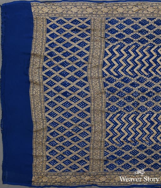 Handwoven Blue Banarasi Bandhej Dupatta