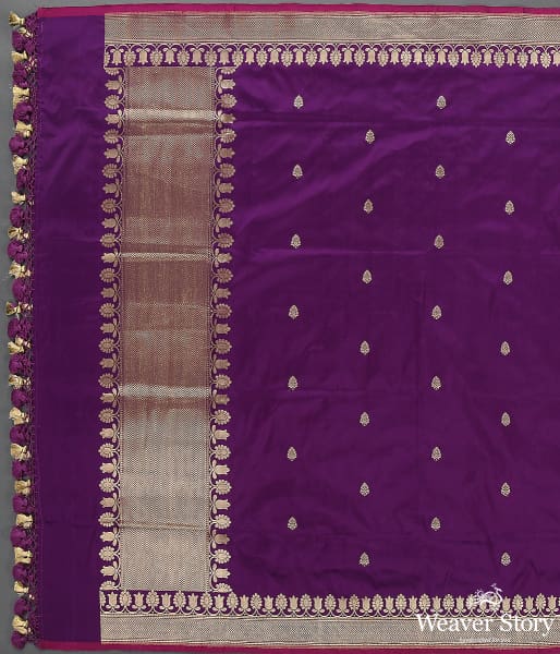 Handwoven Purple Banarasi Kadhwa Booti Dupatta