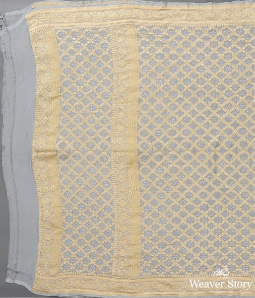 Handwoven Grey Banarasi Bandhej Dupatta