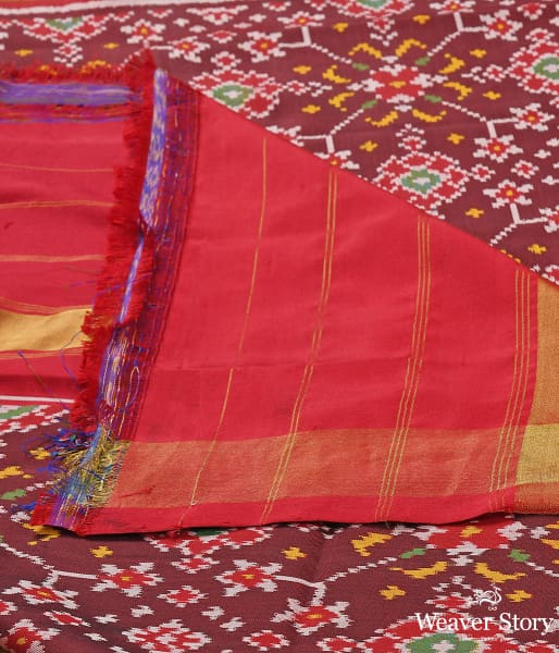 Handwoven Mahroon Red Patola Dupatta