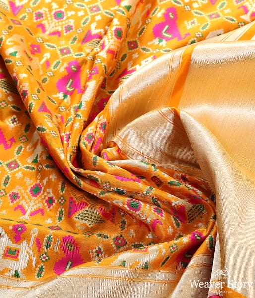 Yellow Meenakari Cutwork Patola dupatta