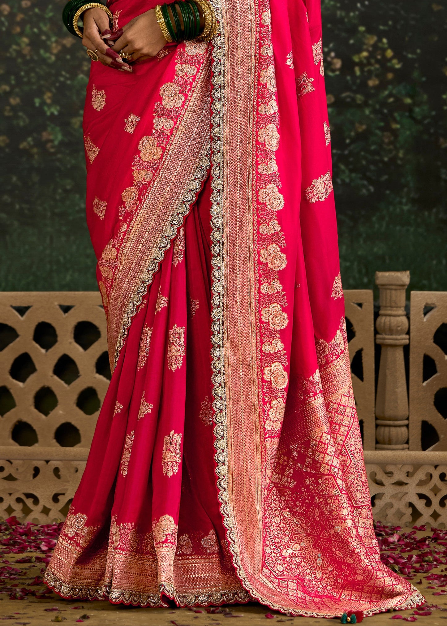 Pink and Teal Viscose silk Saree with zari work