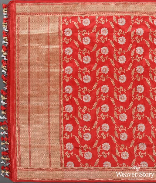 Handwoven Red Kadhwa Jangla Dupatta